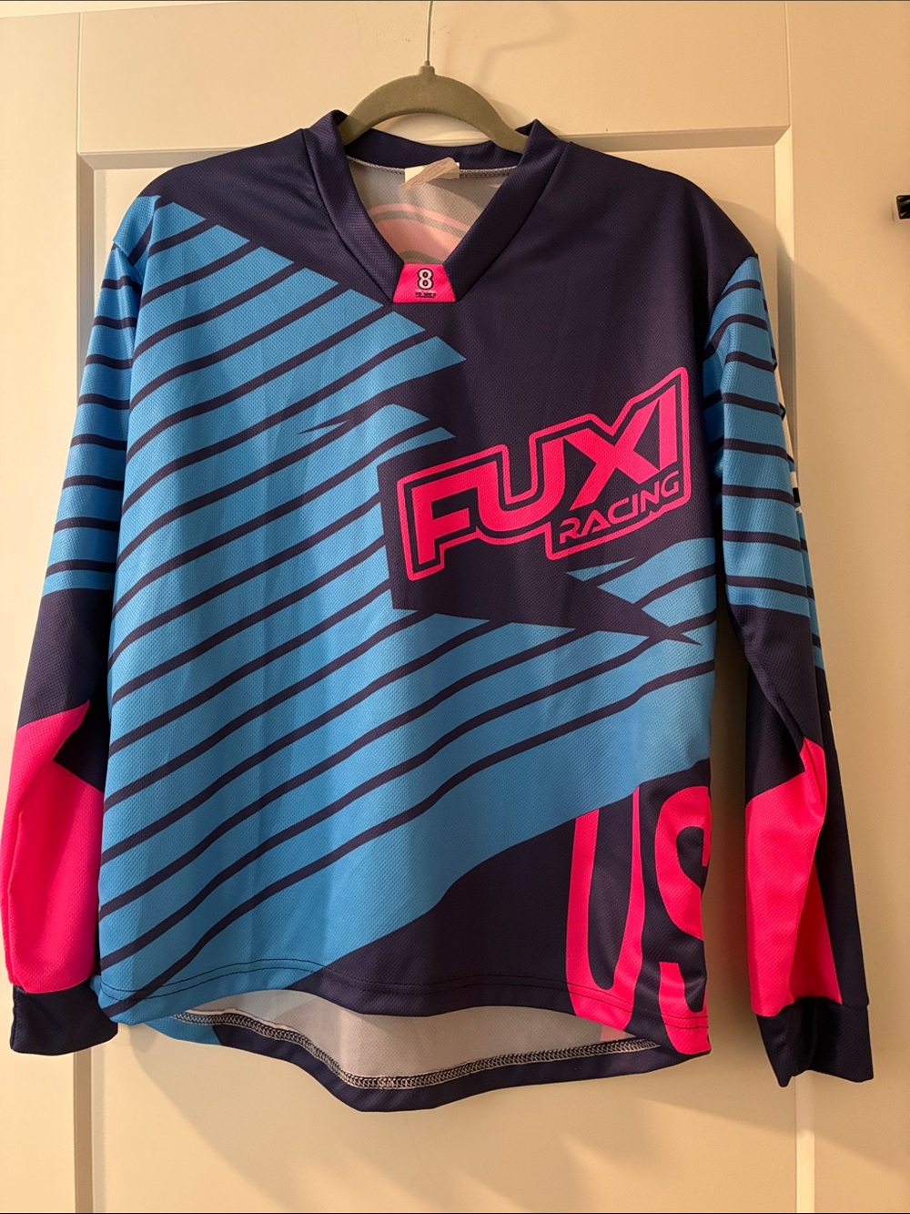 Fuxi Racing Navy Blue & Bright Pink MTB long sleeve